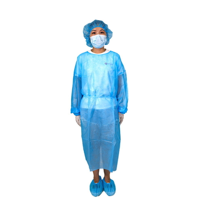 Robe chirurgicale pp bleu-clair d'isolement imperméable jetable non stérile