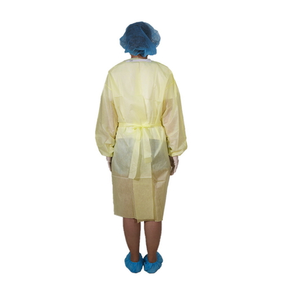Robe chirurgicale d'isolement imperméable jetable jaune