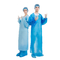 Bleu jetable en plastique de robe de CPE imperméable avec les manchettes en caoutchouc